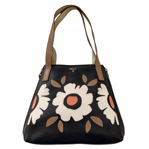 Relic Emma Black Tan Cream Vegan Leather Flower Tote Bag Purse Purse Shoulder